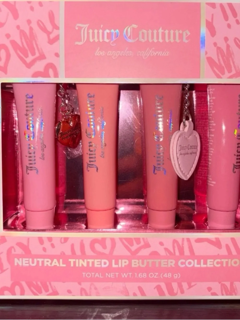 Juicy Couture natural Tinted Lip Butter 4 PC COLLECTION With Cute Charms